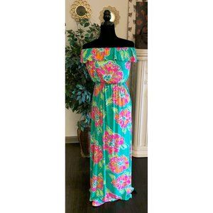 Lilly Pulitzer Floral Maxi Dress - Turquoise and Pink